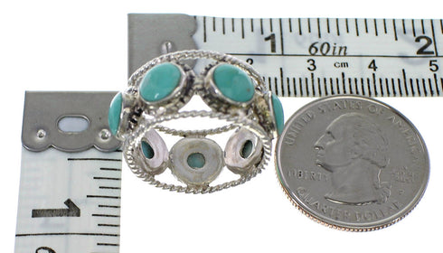 Southwest Turquoise Genuine Sterling Silver Ring Size 8-1/4 YX94009